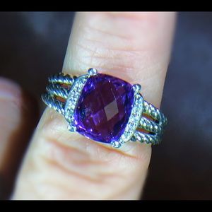 David Yurman Petite Wheaton Amethyst Ring size 7